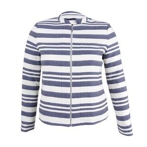 Tommy Hilfiger Women's Twill Striped Zip-Front Blazer